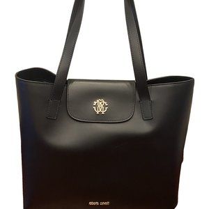 Roberto Cavalli Black Leather Tote Bag